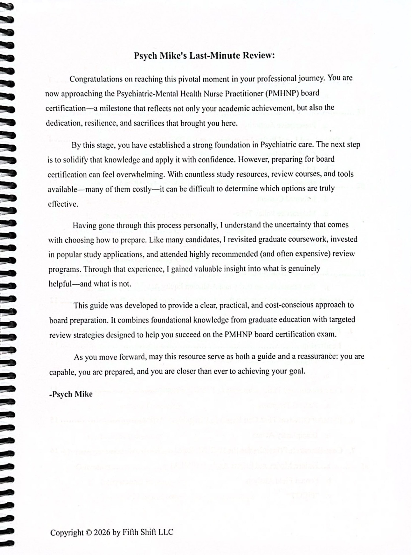 Sample page from Psych Mike's Last-Minute Review — Author's introduction